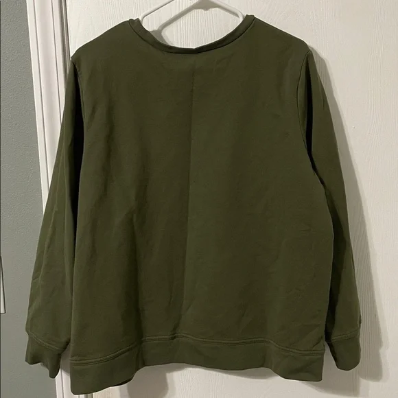 GAP Dark Green Pullover Classic Crewneck Fleece Lined with White Logo Size XL - Picture 6 of 8